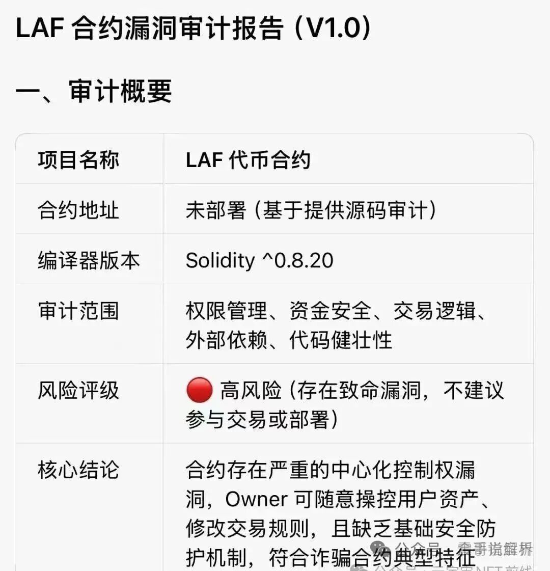 拉菲协议合约权限假丢弃，项目方留有后门，高度警惕收割