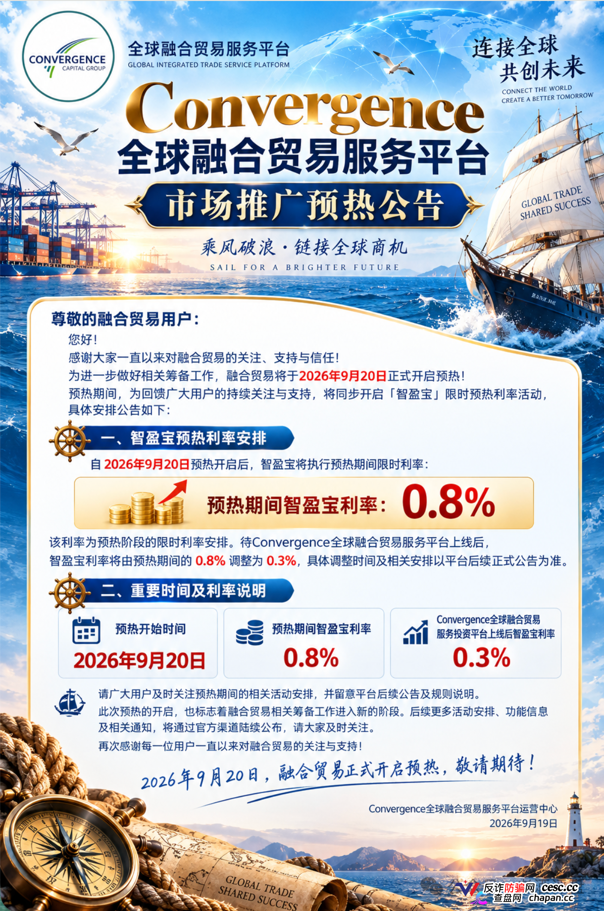 紧急预警｜融合贸易Convergence日息0.8%，USDT入金，拉人头抽奖，典型庞氏资金盘